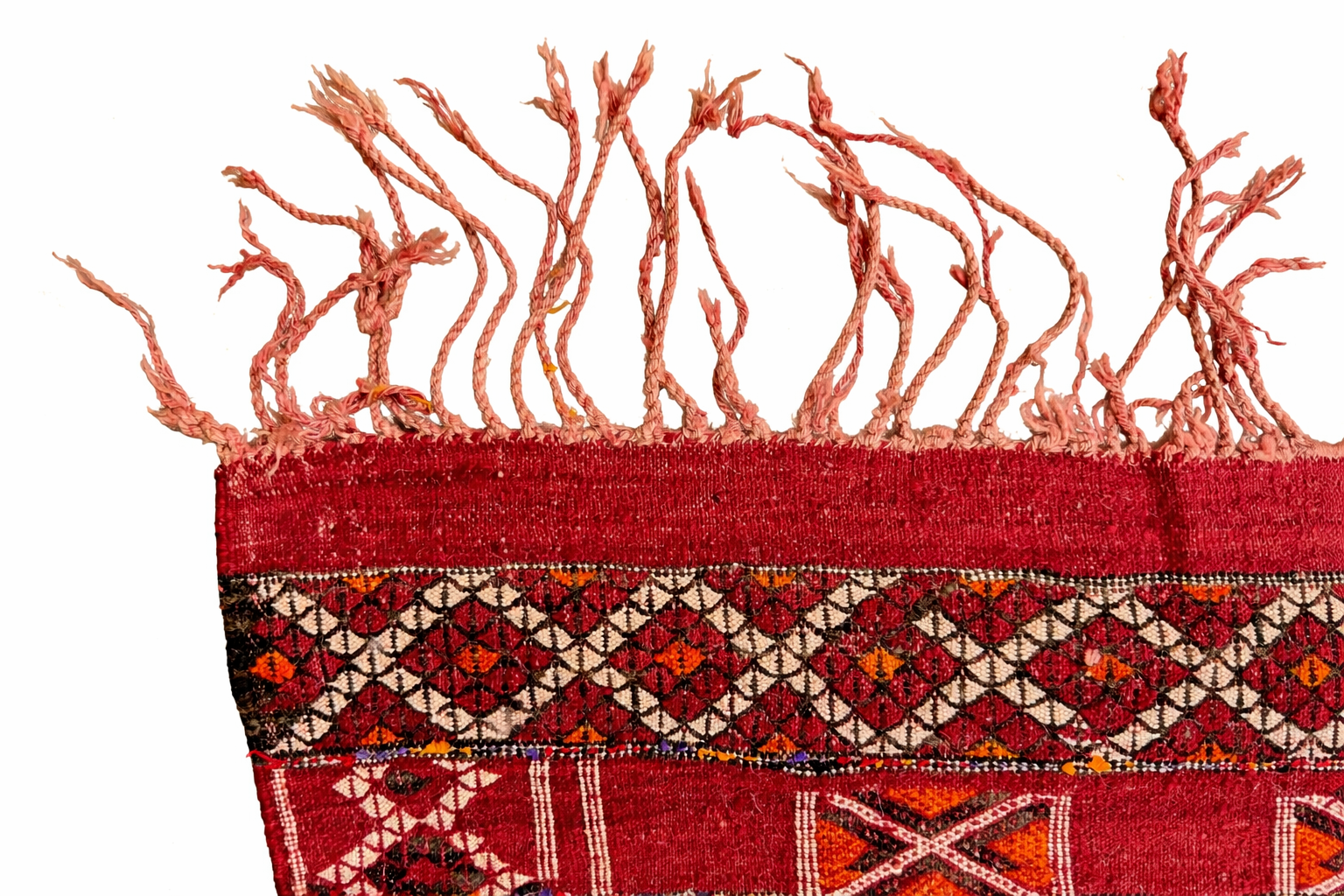 Vintage Moroccan Beni Mguild Rug 6x11 – Handwoven Wool Berber Rug, Deep Red Tribal Carpet