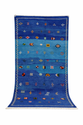Vibrant Moroccan Rug 7x8 - Handmade Blue Berber Rug - Akhnif Square Carpet
